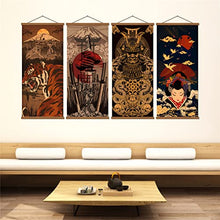 Load image into Gallery viewer, WEROUTE 4 Piece Japanese Warrior Canvas Samurai Wall Art Print Poster Artwork Home Decorations 16”x35”
