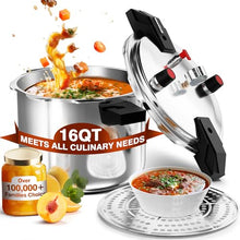 Load image into Gallery viewer, Wantjoin 16 Quart Pressure Canner &amp; Cooker | Commercial Aluminum Canner | Induction Compatible | Pressure Gauge &amp; Pressure Regulator | Multi Pressure Levels&amp; Easy Locking
