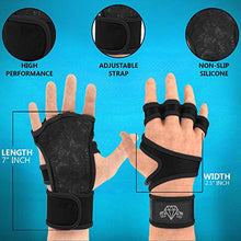 Load image into Gallery viewer, Diamond Cut Muscle Weight Lifting Gloves | Fitness Bodybuilding Workout Gloves for Men &amp; Women | WOD Crossfit | Palm Protection | Support Straps Wrist Band Wraps (Black, Small)
