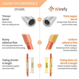 Wirefy 180 PCS Heat Shrink Butt Connectors Kit - Marine Grade Butt Connectors - Wire Butt Splice Connectors - Electrical Waterproof Heat Shrink Butts - 22-10 AWG