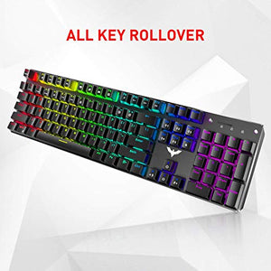 Mechanical Keyboard and Mouse, Havit Wired Gaming Keyboard Blue Switch 104 Keys Rainbow Backlit Keyboard and 7 Button Wired Mouse 4800 DPI for PC Computer Gamer (Black)