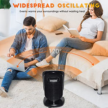 Load image into Gallery viewer, Space Heater, Portable Electric Garage Heaters, 1500W PTC Ceramic Heater with Adjustable Thermostat, 3S Fast Heat, 120° Oscillating, Small Fan Heaters for Office, Desk, Bedroom, Indoor/Outdoor Patio Heater

