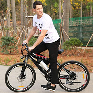 Hicient Electric Bike Electric Bicycle for Adult 26'' Electric Mountain Bike 250W Ebike 21 Speed Gear with Removable Lithium Battery and Battery Charger (Dark Black)