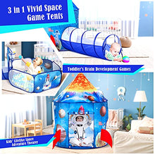 Load image into Gallery viewer, PigPigPen 3pc Kids Play Tent for Boys with Ball Pit, Crawl Tunnel, Rocket Ship Tents for Toddlers, Baby Space World Playhouse Toys, Boys Indoor&amp; Outdoor Play House, Perfect Kid’s Gifts
