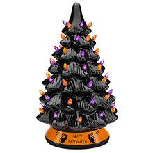 Load image into Gallery viewer, Best Choice Products Pre-Lit 15in Ceramic Tabletop Halloween Tree Holiday Decoration w/Orange &amp; Purple Bulb Lights
