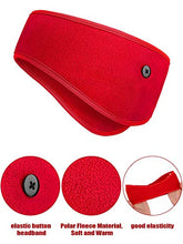 Load image into Gallery viewer, 4 Pieces Ear Warmer Headband Elastic Button Headband Winter Ear Muff Headband (Classic Patterns, Rose Red, Red, Dark Grey, Royal Blue)
