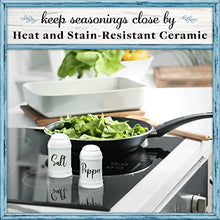 Load image into Gallery viewer, Home Acre Designs Salt and Pepper Shakers set Farmhouse Kitchen Decor Ceramic Salt Shaker -White Salt and Pepper Shaker - Wedding Registry Ideas Gifts Rustic Salt and Pepper Set Holder Table Decor
