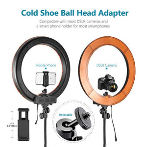 Neewer Ring Light Kit:18"/48cm Outer 55W 5500K Dimmable LED Ring Light, Light Stand, Carrying Bag for Camera,Smartphone,YouTube,TikTok,Self-Portrait Shooting, Black, Model:10088612