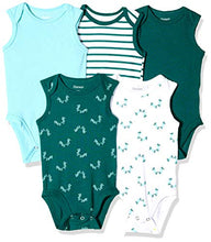 Load image into Gallery viewer, Hanes Ultimate Baby Flexy 5 Pack Sleeveless Bodysuits (Tanks), Greens, 0-6 Months
