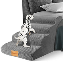 Load image into Gallery viewer, Topmart High Density Foam Dog Steps 4 Tiers,Extra Wide Deep Pet Steps,Non-Slip Pet Stairs,Dog Ramp for Bed,Soft Foam Dog Ladder,Best for Older Dogs Injured,Older Pets,Cats with Joint Pain
