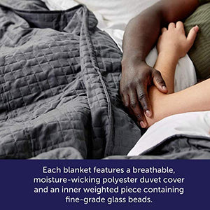 Gravity Cooling Blanket: The Weighted Blanket for Sleep | Premium Weighted Blanket with Removable Cover | Generation 2 with Button/Ties Fastening System | Grey, 15lbs, 48"x72"