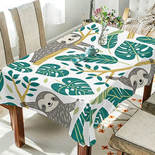 Load image into Gallery viewer, ALAZA Cute Sloths Tropical Palm Leaves Tablecloth Fabric Table Cover Rectangle Tablecloth 60 x 120 inch
