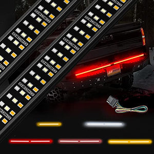 SS VISION Aluminum Triple Row Tailgate Light Bar- Bright LED Chips, Waterproof Plug-and-Play with 4-Way Flat Connector Wire, Red Brake, Sequential Turn signal, Strobe Light for Trucks Trailers