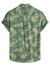Load image into Gallery viewer, VATPAVE Mens Front Pocket Hawaiian Shirts Casual Short Sleeve Button Down Beach Shirts 3X-Large Green Leaves Flower
