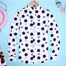 Load image into Gallery viewer, SPAREE Women&#39;s Tops Casual Blouses Long Sleeve Work Button Up Dress Shirts, (Small, Big Polka Dot Navy Blue)
