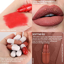 Load image into Gallery viewer, BINGBRUSH 18Pcs Mini Capsule Makeup Lipstick Pills Set, Long Lasting Matte Lipstick Lip Stain Set Lápiz Labial Rojo Women Red Matte Lipsticks Cute Lip Stick Purse Set Labiales Matte Larga Duracion 24
