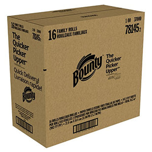 Bounty Quick-Size Paper Towels, White, 16 Family Rolls = 40 Regular Rolls