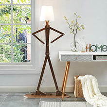 Load image into Gallery viewer, HROOME Cool Tall Decorative Floor Lamp Standing Lights Adjustable Corner Reading for Kids Bedroom Office Wooden Swing Arm Lamps - LED Bulb Included (Teak)
