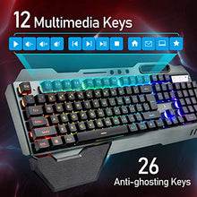 Load image into Gallery viewer, Wireless Gaming Keyboard and Mouse with Rainbow LED 16RGB Backlit Rechargeable 4800mAh Battery Metal Panel Mechanical Ergonomic Feel Waterproof Dustproof 7 Color Mute Mice for Laptop PC Gamer(Black)
