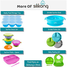 Load image into Gallery viewer, Baby to Toddler Silicone Suction Plate – Divided, BPA-Free Baby Led Weaning Plate Fits Most High Chair Trays – Dishwasher-, Oven-, &amp; Microwave-Safe Kids Dishes by Silikong, 8.2x7.3x1.4 in. (Blue)
