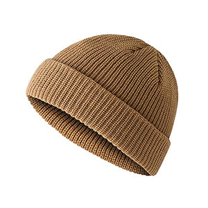 Unisex Beanie Hat Knit Hat Winter Warm Cap Elasticity Ski Plain Hats Cap for Men and Women Khaki