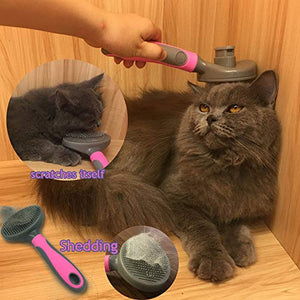 Hesiry Cat Brush Pet Soft Brush for Shedding Removes Loose Undercoat,Slicker Brush for Dog Massage-Self Cleaning