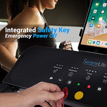 Load image into Gallery viewer, SereneLife Smart Digital Folding Treadmill - Electric Foldable Exercise Fitness Machine, Large Running Surface, 3 Incline Settings, 12 Preset Program, Sports App for Running &amp; Walking (SLFTRD30)
