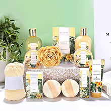 Load image into Gallery viewer, Spa Gift Basket for Women, Spa Luxetique Spa Gift Set for Women - Vanilla Scented Bath Set, 12 Pcs Relaxing Home Spa Kit with Bath Salts, Bath Bombs, Body Scrub, Spa Gifts for Women
