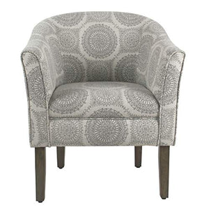 HomePop Barrel Shaped Accent Chair, Grey Medallion