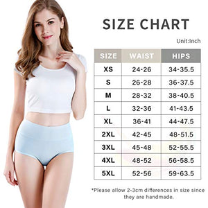 wirarpa Women's Cotton Underwear High Waisted Full Briefs Ladies Comfortable No Muffin Top Panties 4 Pack Size 6, Medium