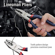 Load image into Gallery viewer, WORKPRO 7-piece Pliers Set (8-inch Groove Joint Pliers, 6-inch Long Nose, 6-inch Slip Joint, 4-1/2 Inch Long Nose, 6-inch Diagonal, 7-inch Linesman, 8-inch Slip Joint) for DIY &amp; Home Use
