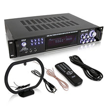 Load image into Gallery viewer, 4-Channel Home Audio Power Amplifier - w/ 70V Output - 1000 Watt Rack Mount Stereo Receiver w/ AM FM Tuner, Headphone, Microphone Input for Karaoke, Great for Commercial Entertainment Use - Pyle PT720A

