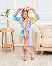 Load image into Gallery viewer, Doctor Unicorn Soft Unicorn Hooded Bathrobe Sleepwear - Unicorn Gifts for Girls (Rainbow, 6 Years)
