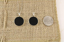 Load image into Gallery viewer, Sterling Silver 925 Round Flat Black Onyx Pendant Necklace 16+2 inches Chain - Elegant Gift Box
