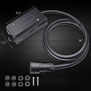 MICTUNING Heavy Duty 7 Way Plug Inline Trailer Cord with 7 Gang Junction Box - 8 Feet, Weatherproof