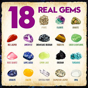 XXTOYS Jumbo Gems Dig Kit - Dig Up 18 Real Gemstones for Kids - Rocks and Minerals, Crystals Mining Science Kits Great Geology Archeology Gift for Boys & Girls Educational STEM Toys