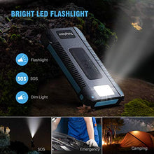 Load image into Gallery viewer, Solar Power Bank 30000 mAh, Wireless Portable Charger Solar Panel External Battery Type-C 5V Dual USB with LED Flashlight (Waterproof, Dustproof, Shockproof) Compatible with iOS &amp; Android (Black)
