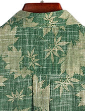 Load image into Gallery viewer, VATPAVE Mens Front Pocket Hawaiian Shirts Casual Short Sleeve Button Down Beach Shirts 3X-Large Green Leaves Flower
