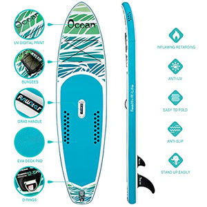 FEATH-R-LITE Inflatable Stand Up Paddle Board 10'5''x33''x6'' Ultra-Light (18.9lbs) ISUP with Paddleboard Accessories,Fins,Adjustable Paddle, Pump,Backpack, Leash, Waterproof Phone Bag