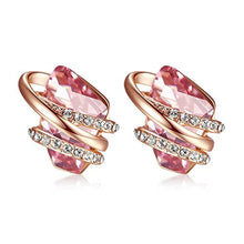 Load image into Gallery viewer, Leafael Wish Stone Stud Earrings with Vintage Pink Birthstone Crystal for October, 18K Rose Gold Plated
