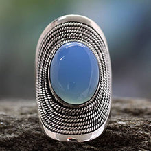 Load image into Gallery viewer, NOVICA Blue Chalcedony .925 Sterling Silver Cocktail Ring, Jaipur Skies'
