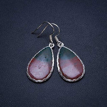 Load image into Gallery viewer, Natural Blood Stone Handmade Unique 925 Sterling Silver Earrings 1 1/2" T4163
