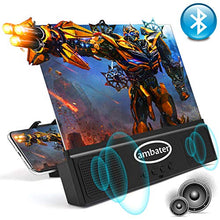 Load image into Gallery viewer, Phone Screen Amplifier with Bluetooth Speaker Anti-Blue Light 3D HD Cell Phone Screen Magnifier Projector with Foldable and Adjustable Stands Compatible with iPhone and Android All Smartphones- Black
