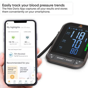 Dario Blood Pressure Monitor Gen2 - Automatic Digital BP Machine with Large Backlit Display Upper Arm Meter and Large Cuff for Accurate Home Use, with Carrying Case (Large 8.75-16.5 in (22-42cm))