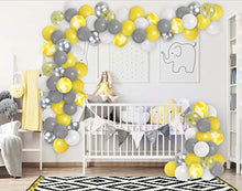 Load image into Gallery viewer, Elephant Baby Shower Decorations Balloon Garland &amp; Arch Kit Yellow Grey Silver White Balloons Agate Yellow Balloon Bumble Bee Party Supplies for Birthday Wedding Engagement Party Decorations
