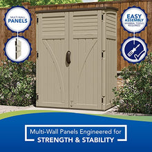 Load image into Gallery viewer, Suncast 54 Cubic Ft. Vertical Resin Outdoor Storage Shed, Sand, 52” x 32.5” x 71.5"
