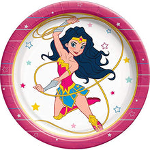 Load image into Gallery viewer, Party City Superstar Wonder Woman Birthday Tableware for 16 Guests, Superhero Plates, Napkins, Utensils, and Decorations
