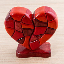 Load image into Gallery viewer, NOVICA Red Romantic Love Heart Shaped Wood Sculpture, 6.25" Tall 'Heart of Love'

