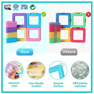 Rurvale Magnetic Blocks Building Tiles Set Learning Magnet Kit STEM Construction Montessori Inspirational Educational Imagination Toys for Kids Ages 3 4 5 6 7 Year Old Boys Girls Gifts