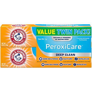 ARM & HAMMER Peroxicare Toothpaste, TWIN PACK (Contains Two 6oz Tubes) – Clean Mint- Fluoride Toothpaste